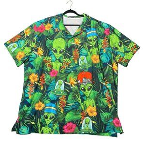 Alien Martian UFO Mens 3XL Hawaiian Camp Shirt Roswell All Over Print Kingdom09